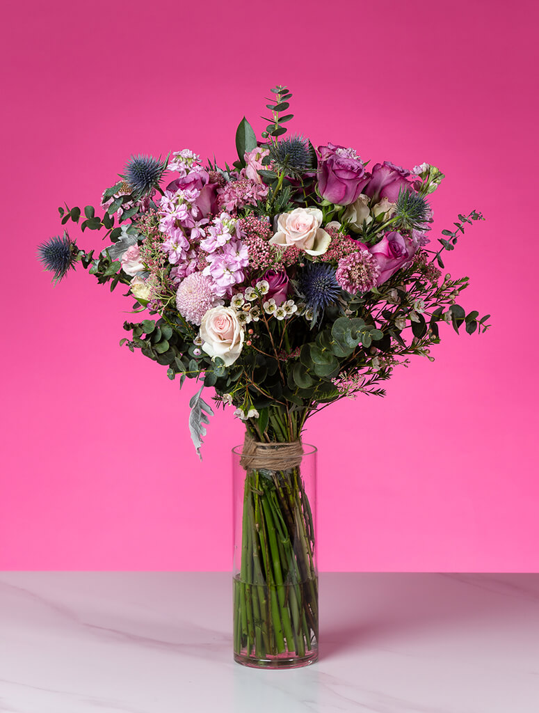 Purple Rain Single Roses Arrangement in Vase