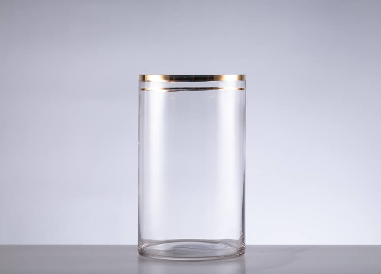 Gold Rim Glass Vase Triple Size