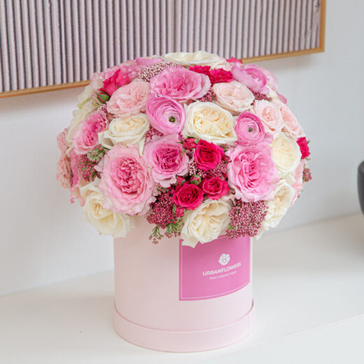 กล่องดอกไม้สีชมพู