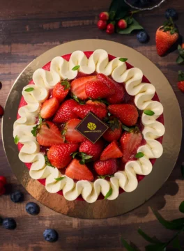 Red Strawberry Macaron Cake