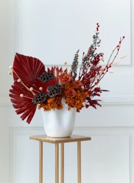 Oriental Sails dried flower in vase inspired by Hong Kong junk red sails