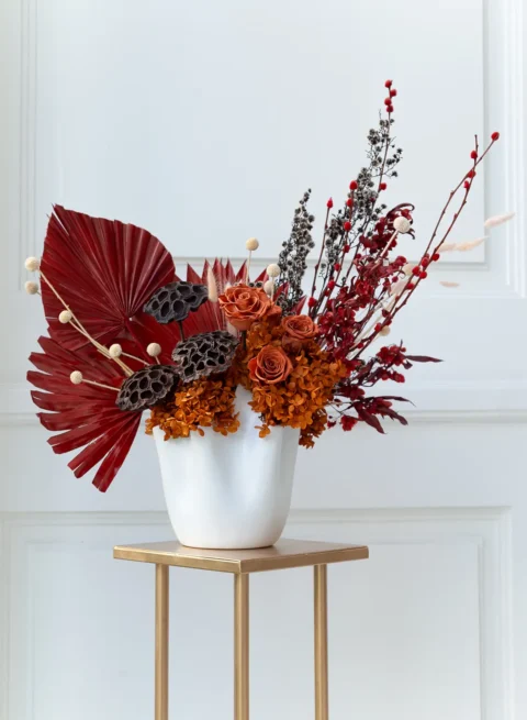 Oriental Sails dried flower in vase with hydrangea