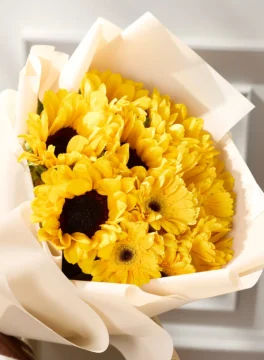 Congratulations gift: Sunflower and Gerbera bouquet