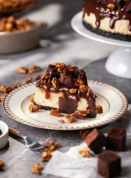 One-pound fudgy brownie cheesecake inside