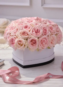 50 roses in a heart box