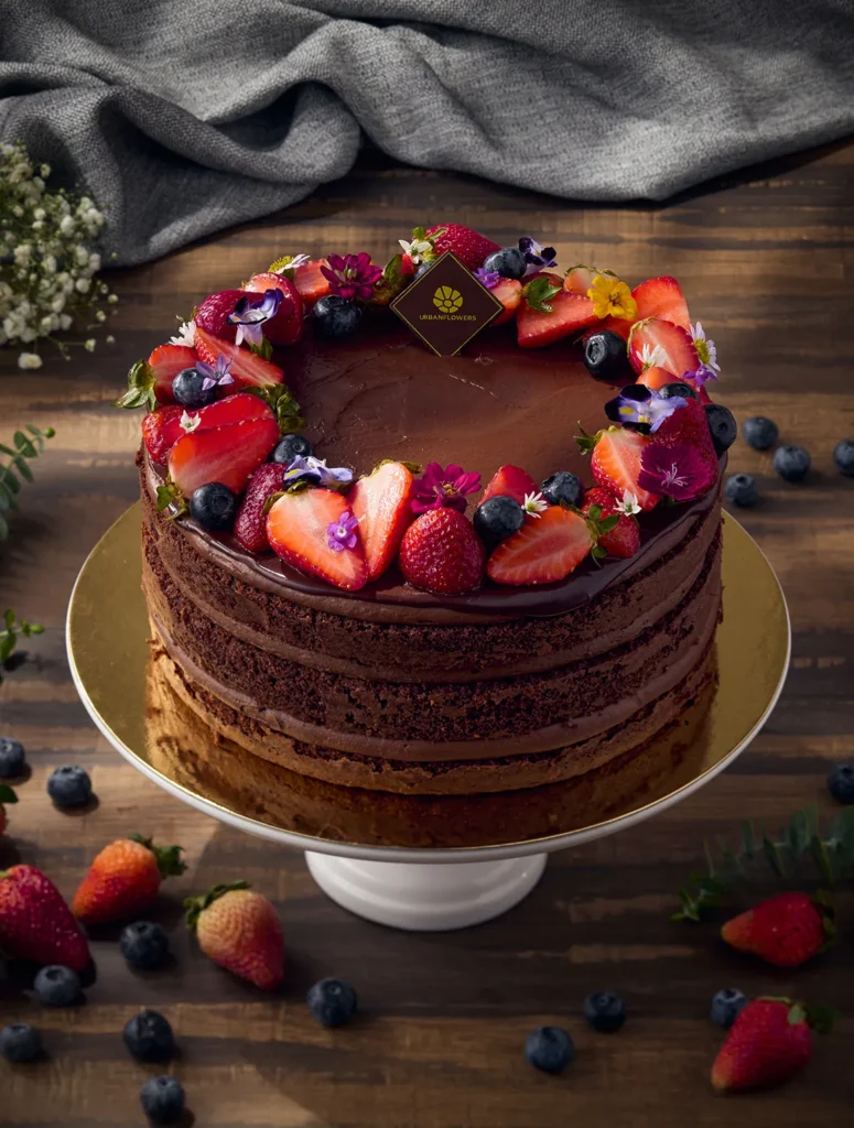 Chocolate Mousse Cake - Flower arrangement