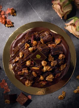 One-pound fudgy brownie cheesecake on top