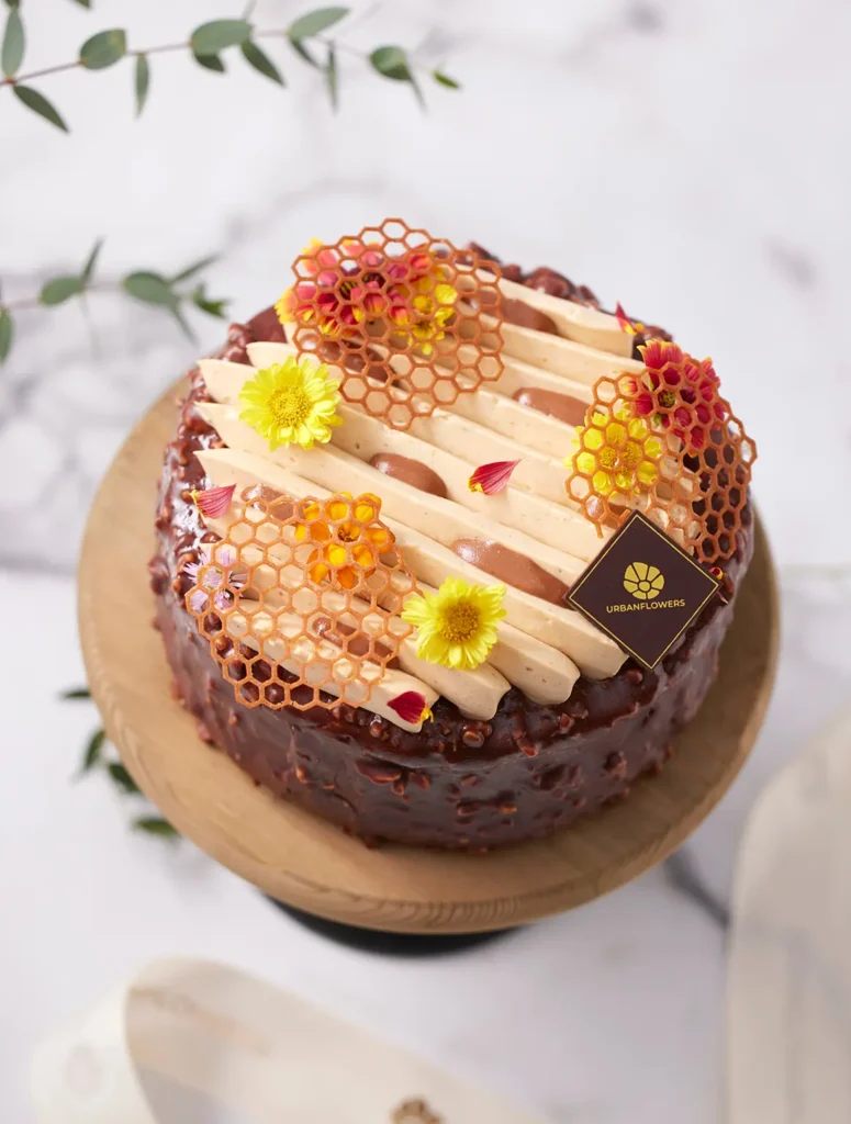 Lemon Hazelnut Rocher Cake - Flower arrangement