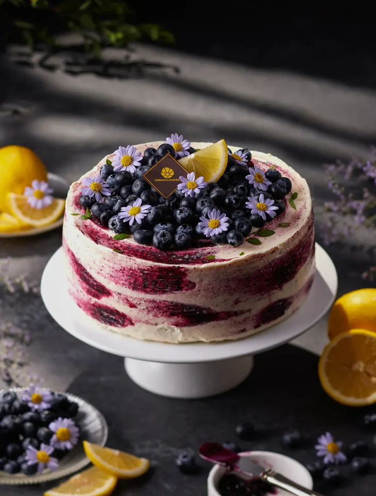 Lemon Blueberry Cake - Flower arrangement