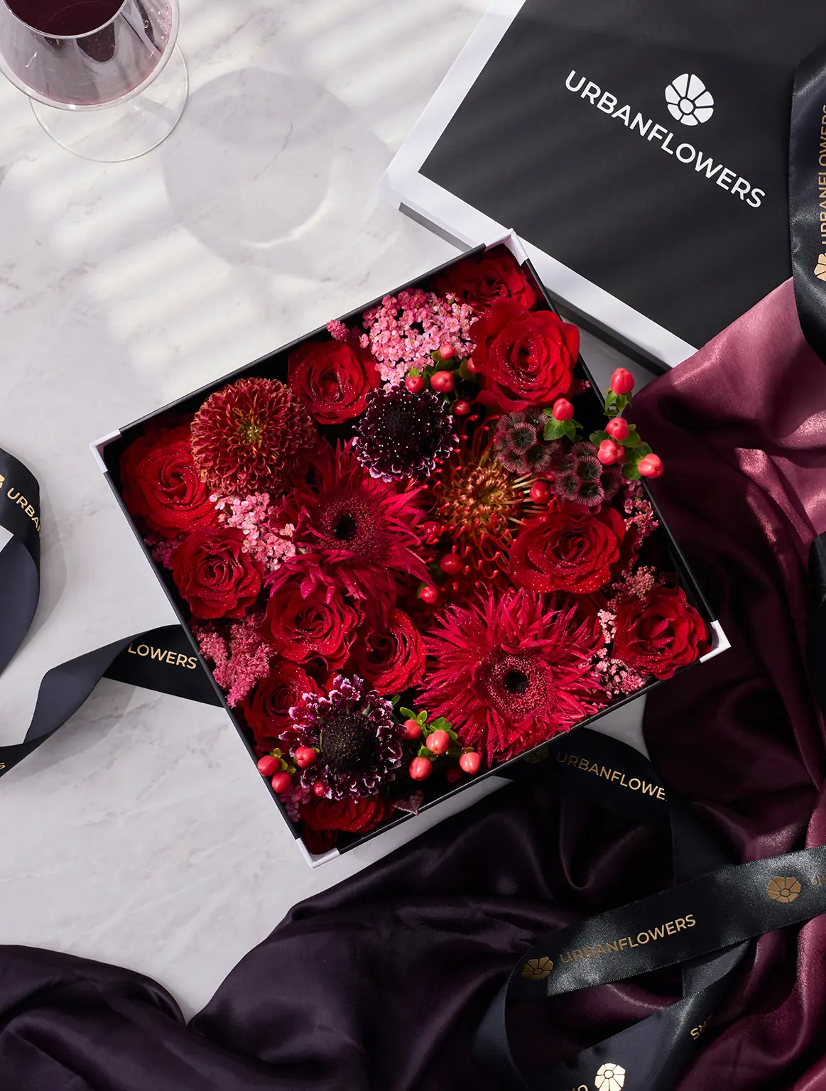 Premium bright red flower box