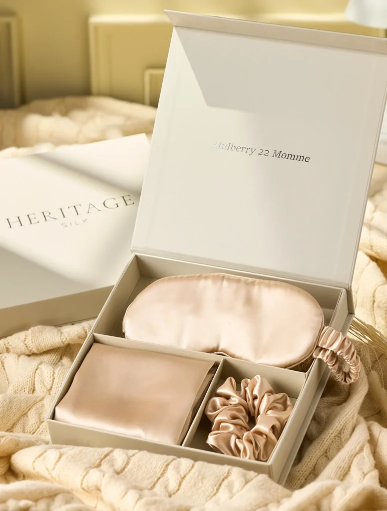 Heritage Silk Eye Mask Gift Set – Champagne Gold