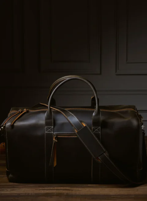 Crazy Horse Leather Duffel Bag – Dark Brown