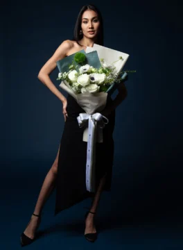White anemone and white rose bouquet