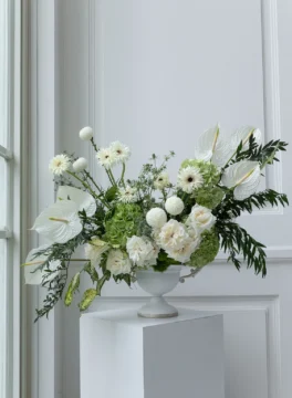 White and green flower vase