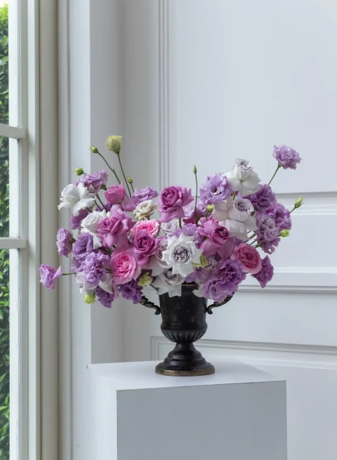 Luxurious purple-black flower vase