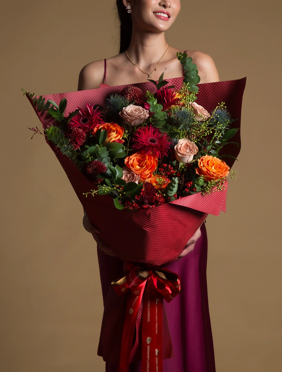 Red bouquet, bright red gerbera flowers