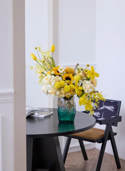 yellow-green flower vase