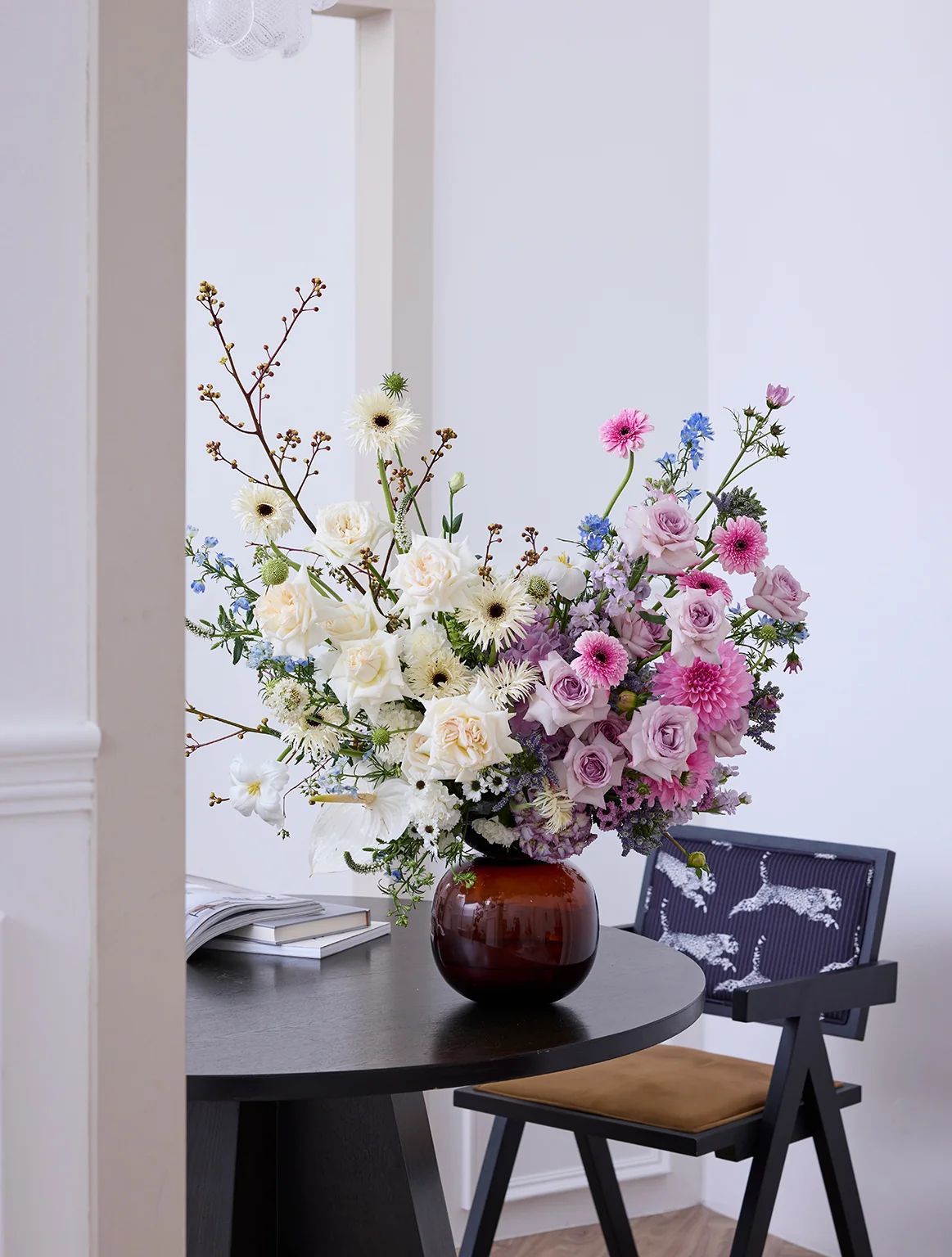 Flower in vase purple dahlia