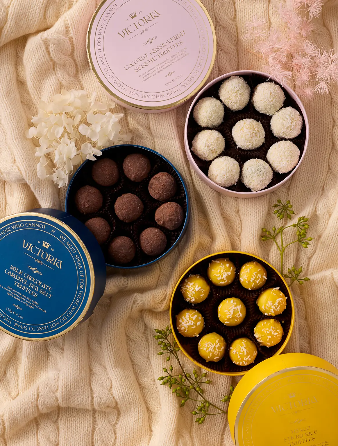 Truffle Lovers Set with three Victoria chocolate boxes