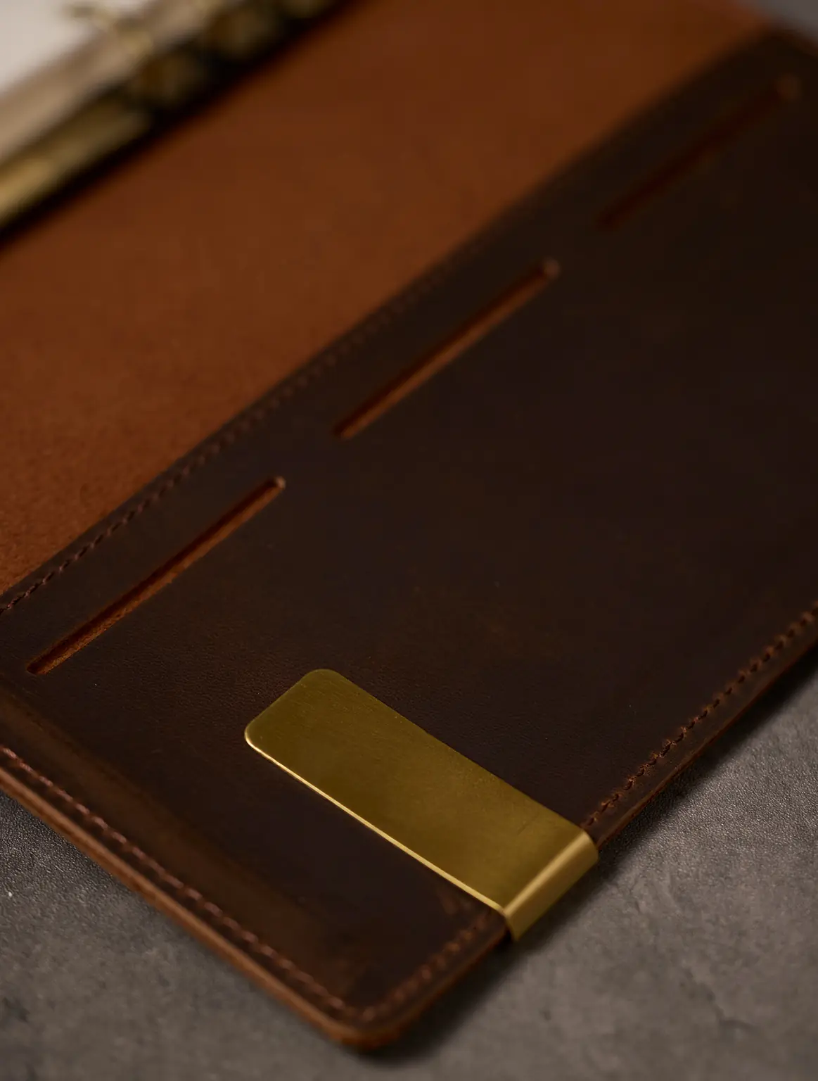 Vintage leather notebook journal with metal anchor charm