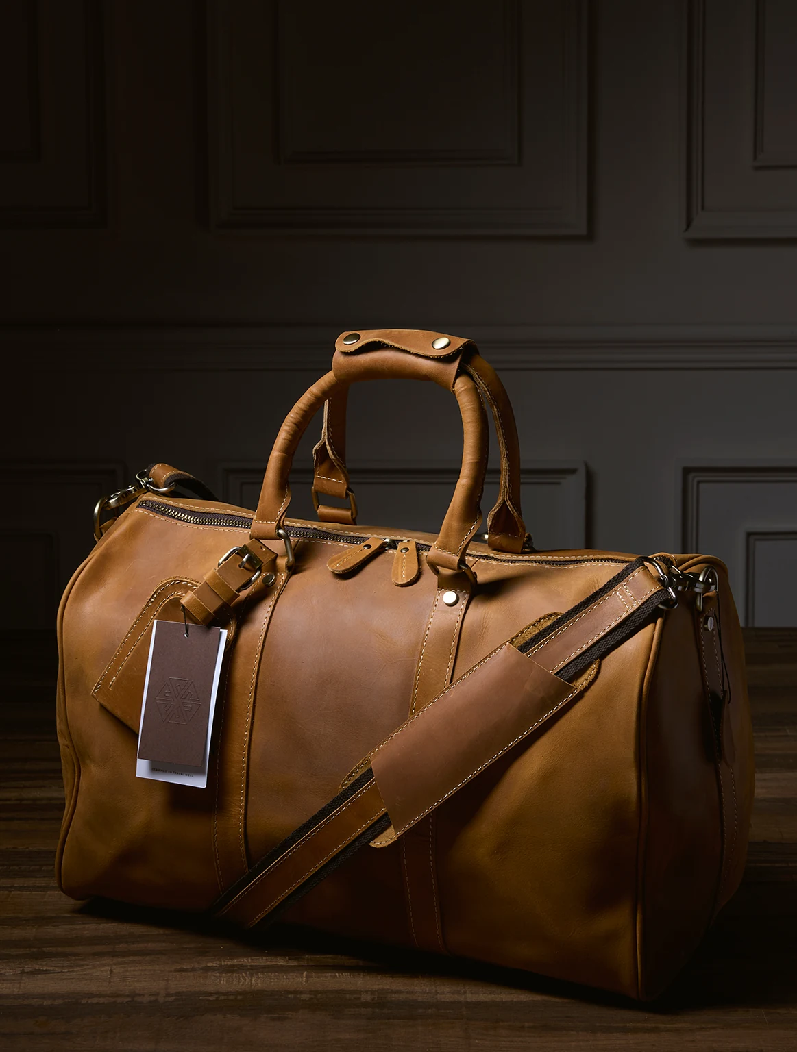 Heritage Leather Duffel Bag in vintage brown