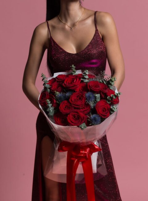 Valentine's Day flowers, a bouquet of red roses.