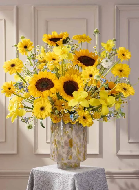 Sunflower Yellow Gerbera & Orchid Bouquet