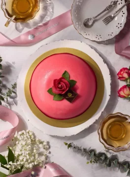 Swedish Princess Cake Pink Marzipan Flat Lay